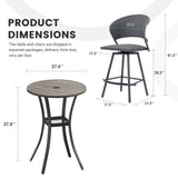 Vicllax 3/5 PCS Outdoor Swivel Bar Set, Patio Wicker Bar Chairs and Round Bar Table
