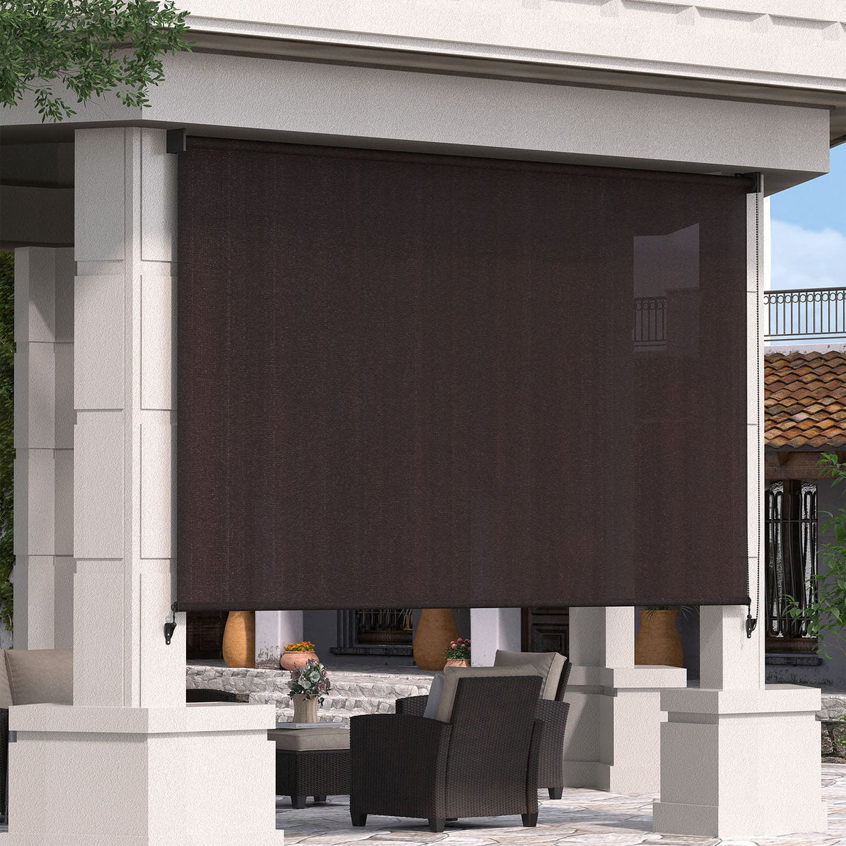 Vicllax Outdoor Sun Blocking Roller Shade, Patio Roll Up Shade Blinds