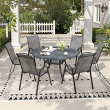 Vicllax 7 Pieces Outdoor Dining Set, 47.2"Round Table and Horizon Stackable Chair