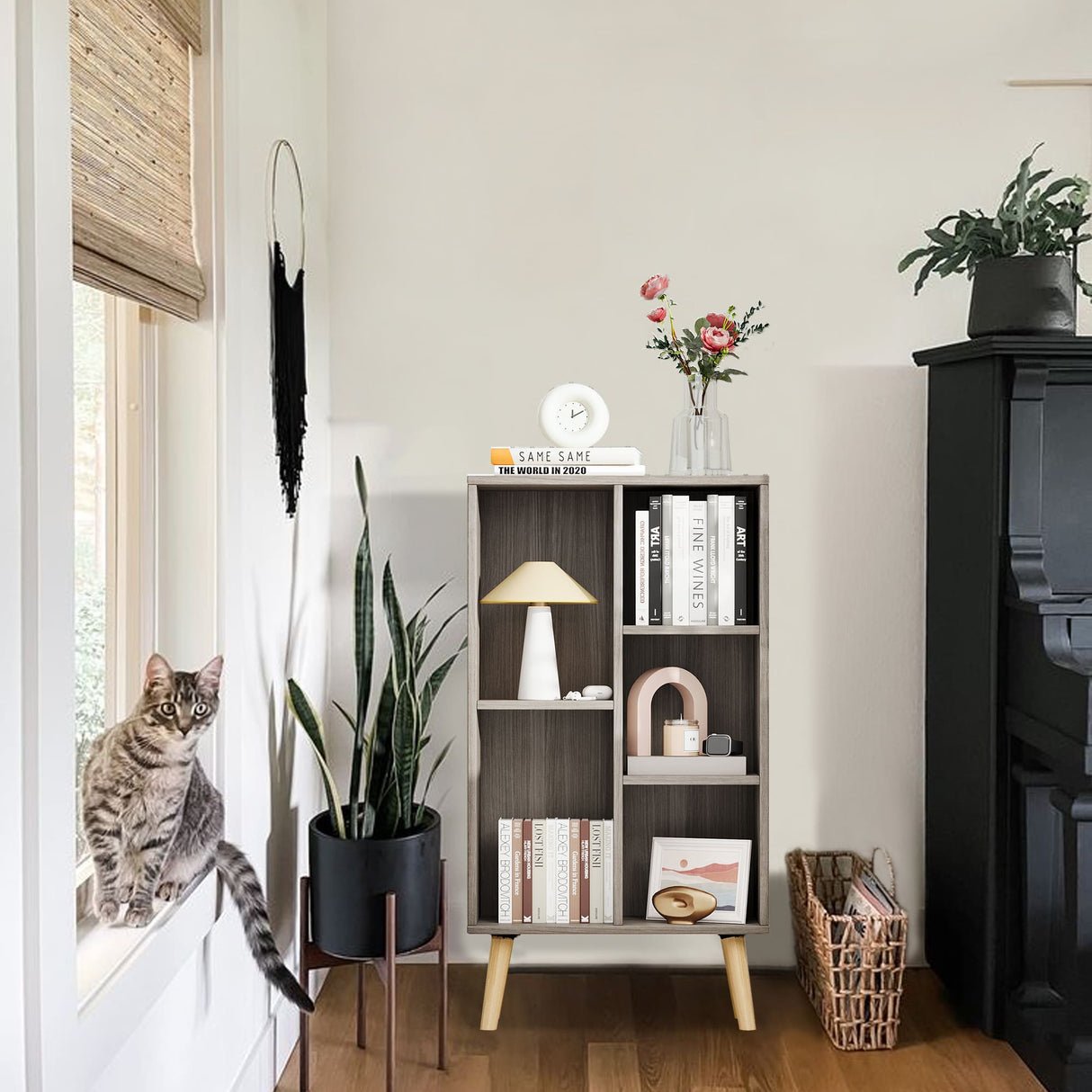 Vicllax Open Bookshelf with Legs, Storage Cube Floor Standing Display Shelf