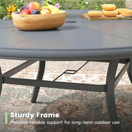 VICLLAX 9 Pieces Outdoor Dining Set, Swivel Dining Chairs Set of 8 and Round Patio Table