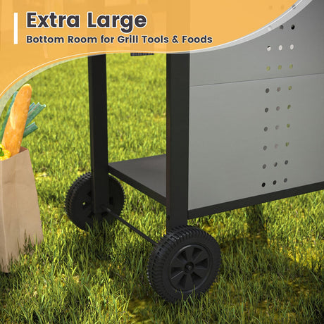 Vicllax BBQ Propane Gas Grill, Freestanding Grill Cart with Wheels