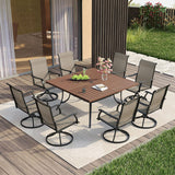 Vicllax 9 Pieces Outdoor Dining Set with 59" Square Dining Table and Swivel Chairs