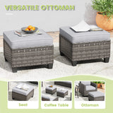 VICLLAX Versatile Wicker Patio Set: 5 Seater with Fire Table/Ottoman