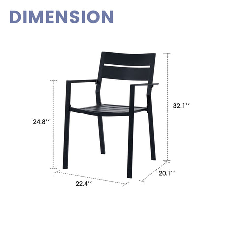 Vicllax Sillas de comedor apilables de metal negro para patio al aire libre