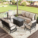 Vicllax 5-Piece Outdoor Patio Conversation Sofa Set With Metal Rectangular Fire Pit Table
