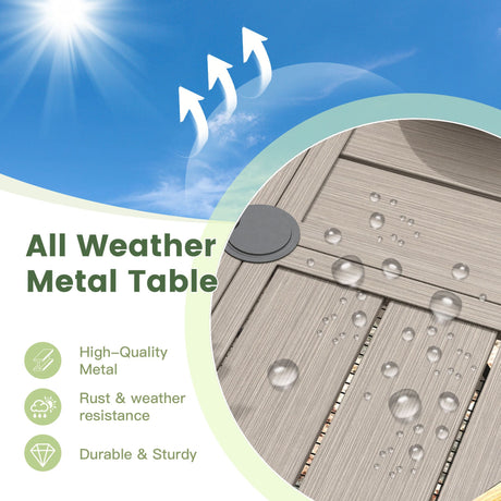 Vicllax 11 PCS Patio Dining Table Set, 60" Round Metal Table and Horizon Stackable Chair