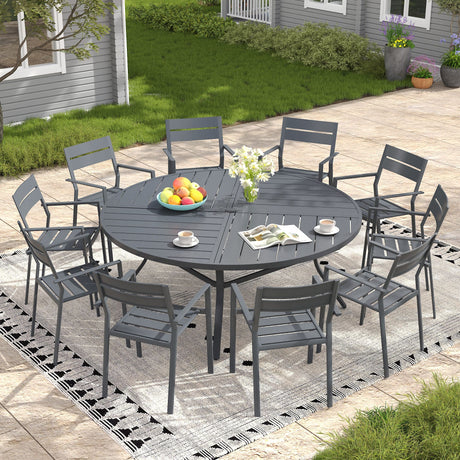 Vicllax Mesa redonda para patio de 42" con estante de almacenamiento y orificio para sombrilla ajustable 