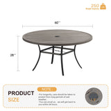 Vicllax 50” / 60" Outdoor Round Metal Dining Table with Umbrella Hole for 6,8