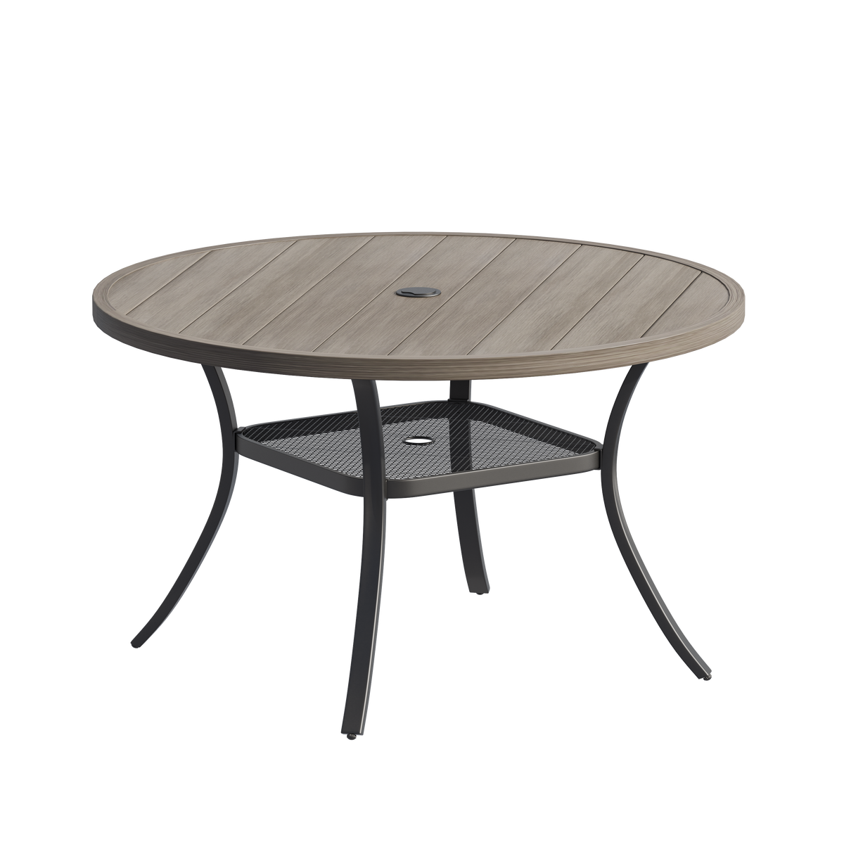 VICLLAX Round Patio Dining Set of 4 with Aria Woven Rope Swivel Chairs, 40.2" / 47.2"