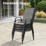 Vicllax 5 Pieces Outdoor Dining Set, Patio Square Metal Table and Horizon Stackable Chair