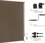 Vicllax Outdoor Cordless Sun Blocking Roller Shade, Patio Crank Roll Up Sun Shade