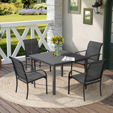 Vicllax Patio Dining Table for 4/6, Metal Dining Table with Umbrella Hole