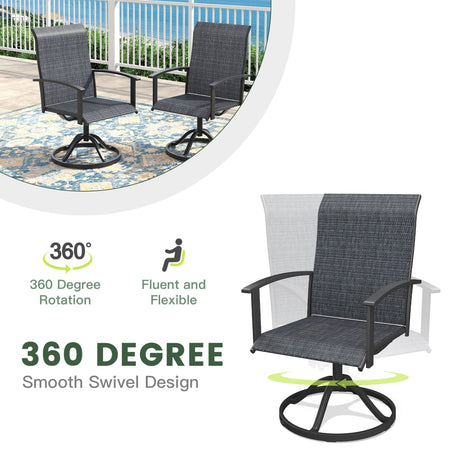 Vicllax Juego de comedor para patio de 5 piezas, mesa de comedor redonda de 42" y sillas giratorias para exterior 