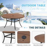 Vicllax 7 PCS Patio Dining Table Set, 53" Round Metal Table and Sierra Swivel Chair