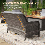 Vicllax Patio Wicker Oasis Lounge Set, 3-Seater, Swivel Chair with Fire table