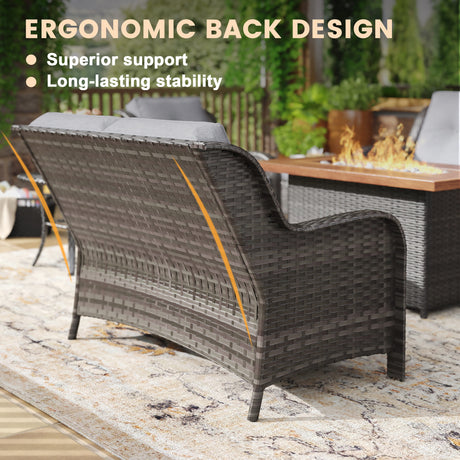 Vicllax Patio Wicker Oasis Lounge Set, 9 Seater with Fire table