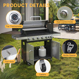 Vicllax BBQ Propane Gas Grill, Freestanding Grill Cart with Wheels