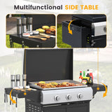 Vicllax 3 Burners Propane Gas Grill with Griddle Plate, 2 in 1 Griddle Grill with Side Burner