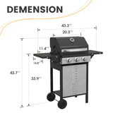 Vicllax BBQ Propane Gas Grill, Freestanding Grill Cart with Wheels