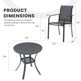 Vicllax 3-Piece Patio Bistro Set, Outdoor Stackable Sling Chairs and Metal Round Table