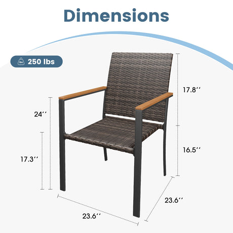 Vicllax 11 Pieces Outdoor Dining Set, 60" Dining Table and 10 Stackable Armchairs
