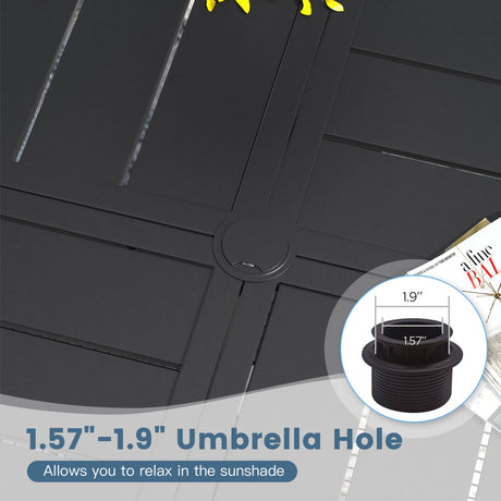 Vicllax Mesa redonda para patio de 42" con estante de almacenamiento y orificio para sombrilla ajustable 