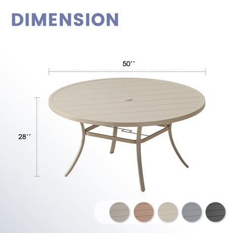 Vicllax Mesa de comedor redonda de metal para exterior de 54" para 6 y 8 personas