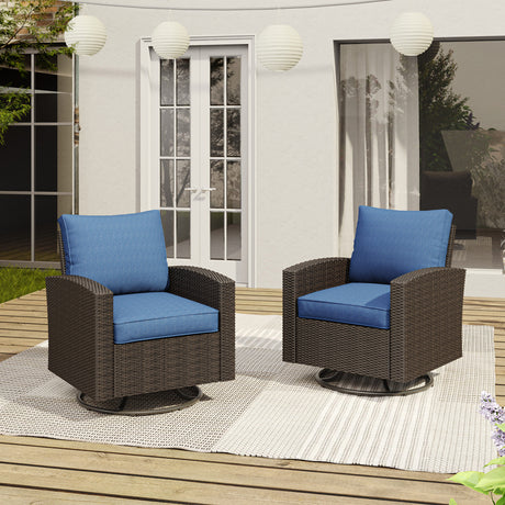 Vicllax Wicker Outdoor Conversation Sofa, Love Seat Glider, Chairs and Ottomans