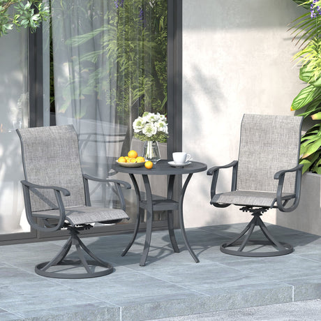 Vicllax 3-Piece Patio Bistro Set, Outdoor Swivel Chairs and 27.6" Small Metal Table With Storage Rack