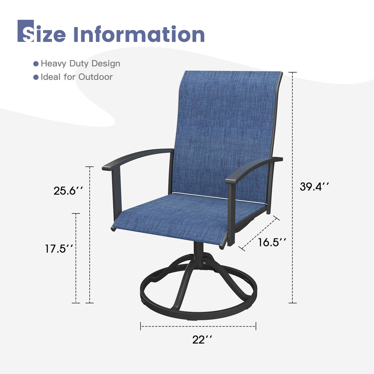 Vicllax 360° Outdoor Swivel Chairs with Ergonomic Armrests, Available in Sets of 2/4/6