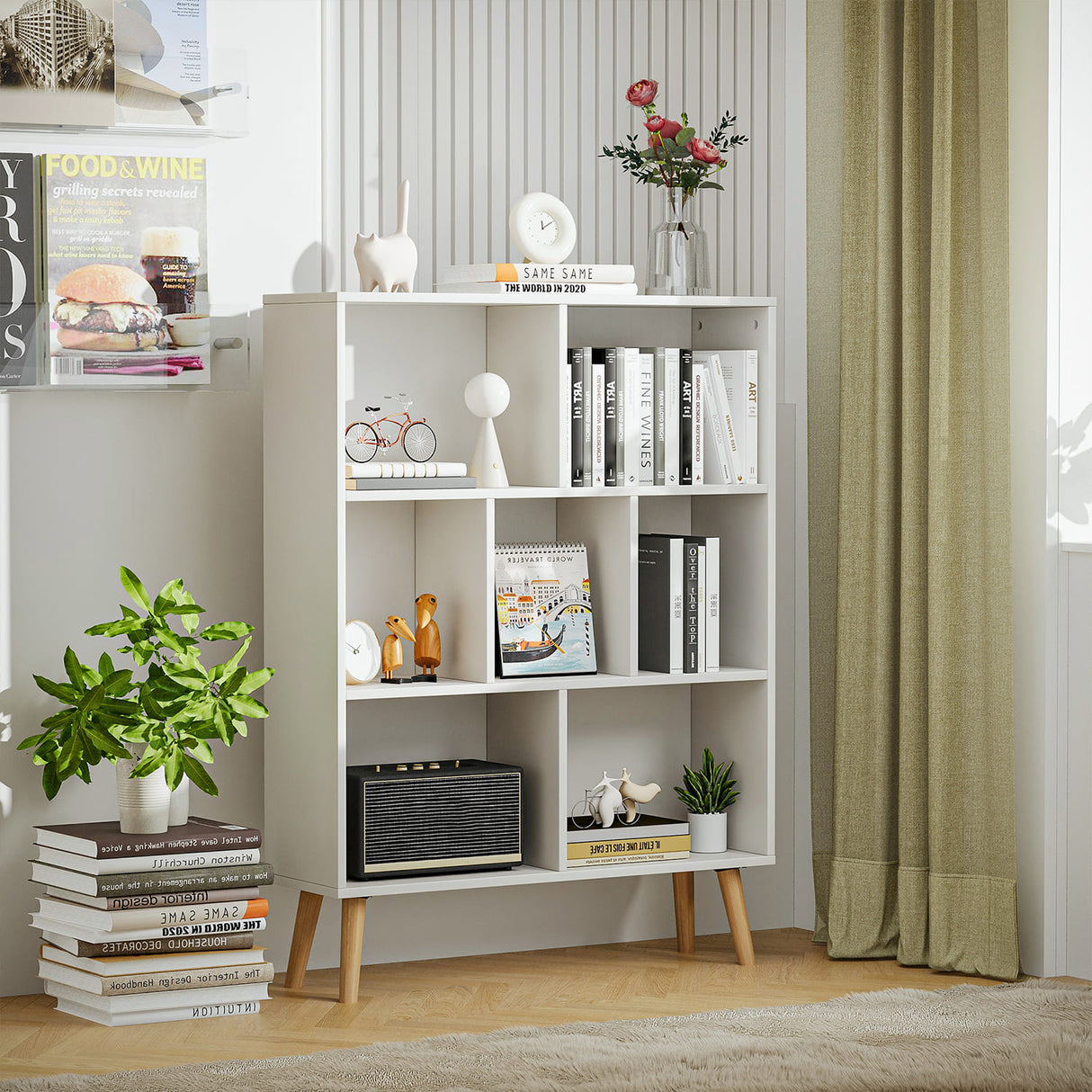 Vicllax Open Bookshelf with Legs, Storage Cube Floor Standing Display Shelf