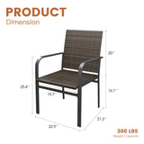 Vicllax Willow Circle 5/7 Pieces Wicker Dining Set, Round Metal Table and Wicker Armchairs