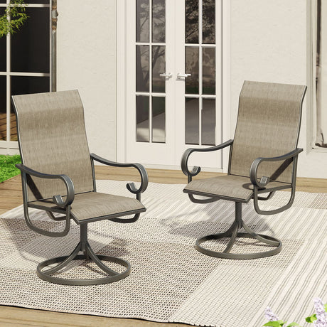 Vicllax Patio Swivel Chairs Set of 2/4/6, Outdoor Textilene Swivel Dining Chair