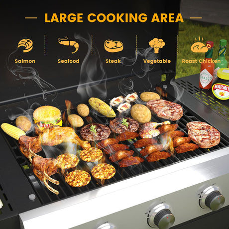 Vicllax 3 Burners Propane Gas Grill with Griddle Plate, 2 in 1 Griddle Grill with Side Burner