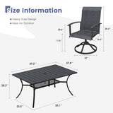 Vicllax 7 Pcs Outdoor Dining Set, Rectangular Metal Table with Storage Shelf and 6  Swivel Chairs