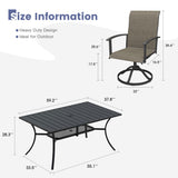 Vicllax 7 Pcs Outdoor Dining Set, Rectangular Metal Table with Storage Shelf and 6  Swivel Chairs