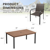 Vicllax 7 Pieces Outdoor Dining Set, Patio Rectangular Metal Table and  6 Stackable Metal  Armchairs