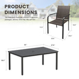 Vicllax 7 Pieces Outdoor Dining Set, Patio Rectangular Metal Table and  6 Stackable Metal  Armchairs
