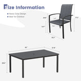 Vicllax 7 Pieces Outdoor Dining Set, Patio Rectangular Metal Table and Skyline Stackable Chair
