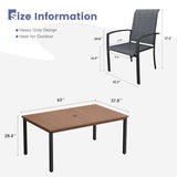 Vicllax 7 Pieces Outdoor Dining Set, Patio Rectangular Metal Table and Skyline Stackable Chair
