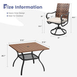 Vicllax 5 Pieces Outdoor Dining Set, 37.8"Square dining Table and Sierra Swivel Chair