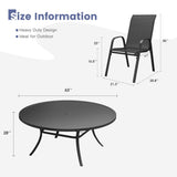 Vicllax 11 PCS Patio Dining Table Set, 63" Round Metal Table and Horizon Stackable Chair