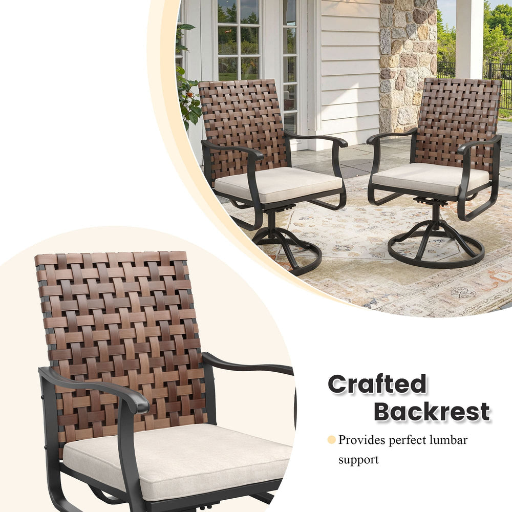 Vicllax 7 pcs Outdoor Dining Set, Rectangular Metal Table and Sienna Swivel Chairs
