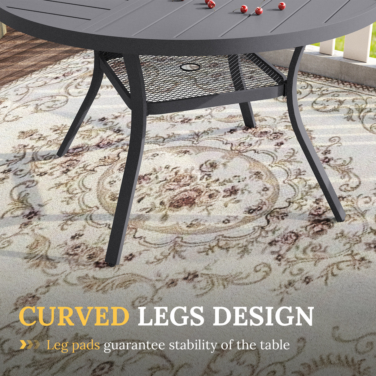 Vicllax Round Patio Dining Table for 4/6/8, Outdoor Large Metal Table