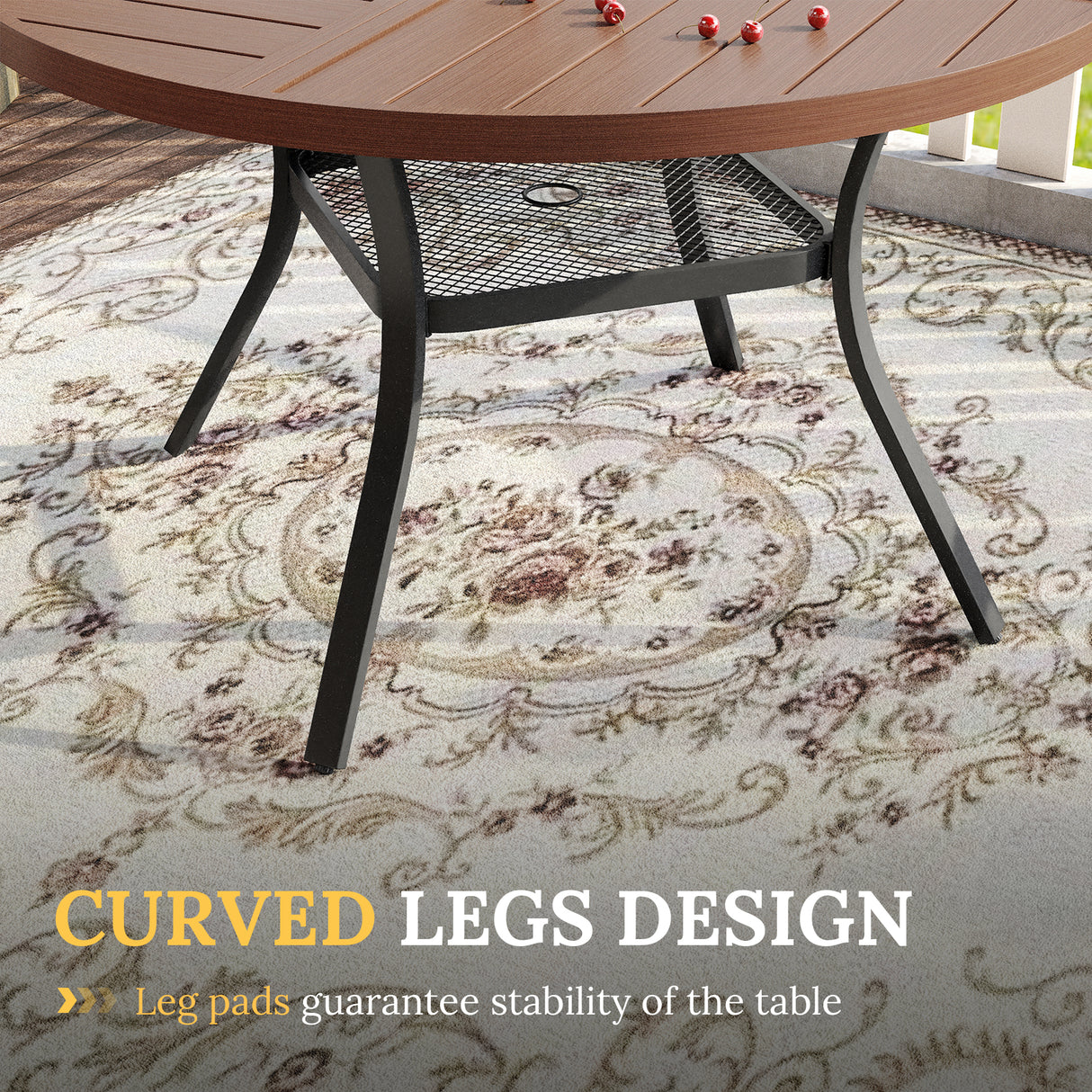 Vicllax Round Patio Dining Table for 4/6/8, Outdoor Large Metal Table