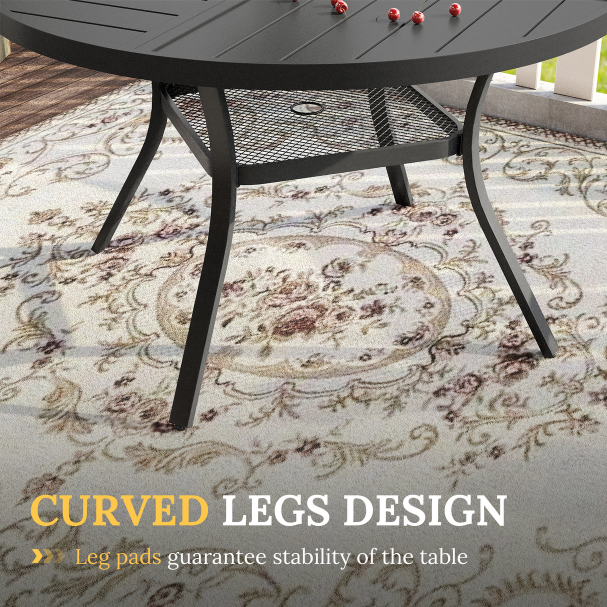 Vicllax Round Patio Dining Table for 4/6/8, Outdoor Large Metal Table