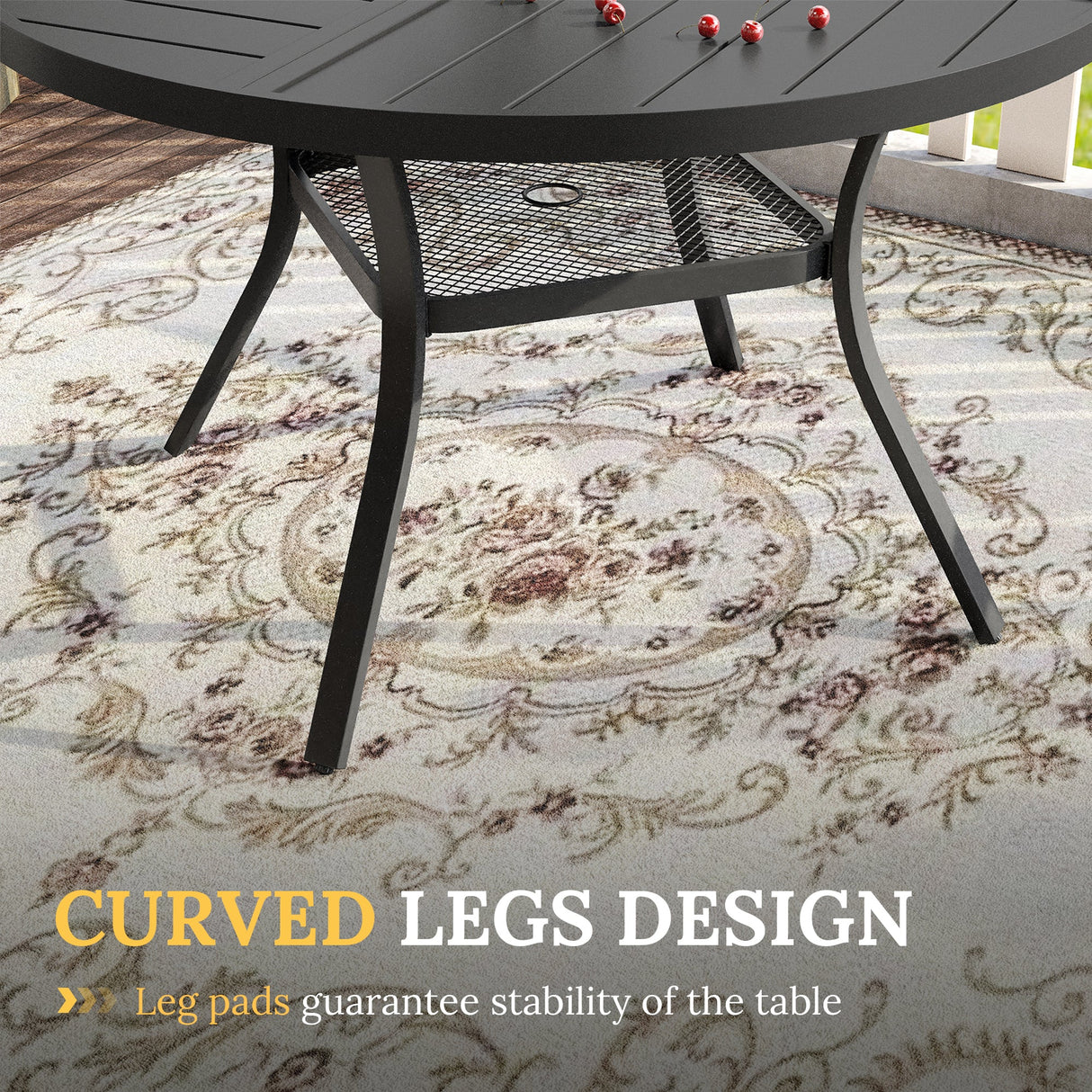 VICLLAX Patio Outdoor Dining Set of 4/6, Metal Round Dining Table and Stackable Sling Dining Chair with Armrest