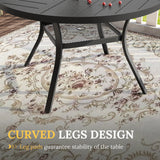 VICLLAX Patio Outdoor Dining Set of 4/6, Metal Round Dining Table and Stackable Sling Dining Chair with Armrest