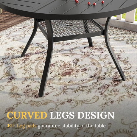 Vicllax 47" Patio Round Dining Table Set of 4, Metal Dining Table with Storage Shelf and Swivel Dining Chairs